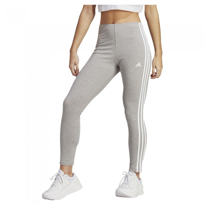 [해외]아디다스 Essentials 3 Stripes high waist leggings 139926621 Mgreyh / White