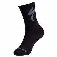 [해외]스페셜라이즈드 Merino Midweight Tall Logo Sock Blk S 긴 양말 1140126319 Black