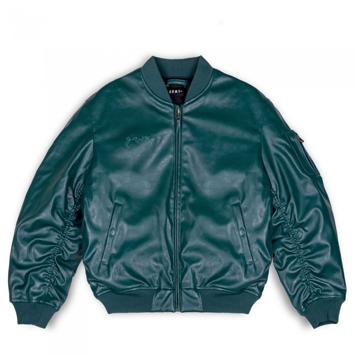 [해외]GRIMEY Iam Pu Leather 봄버 재킷 140113724 Green