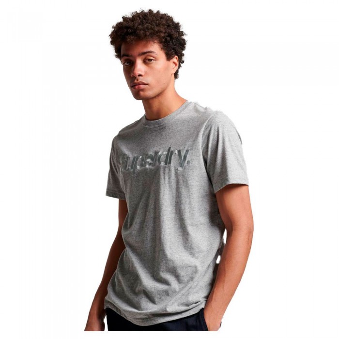 [해외]슈퍼드라이 반팔 라운드넥 티셔츠 Tonal Embroidered 로고 140141001 Athletic Grey Marl