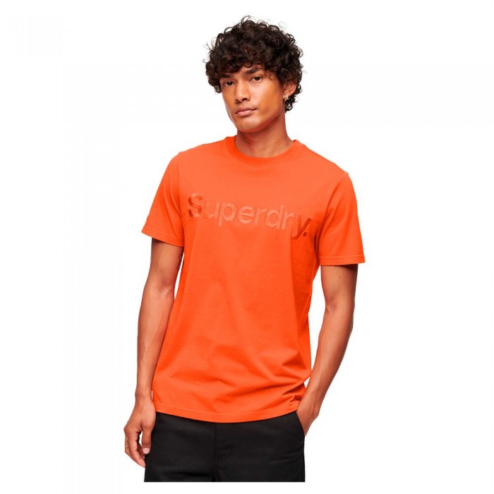 [해외]슈퍼드라이 반팔 라운드넥 티셔츠 Tonal Embroidered 로고 140141004 Flare Orange