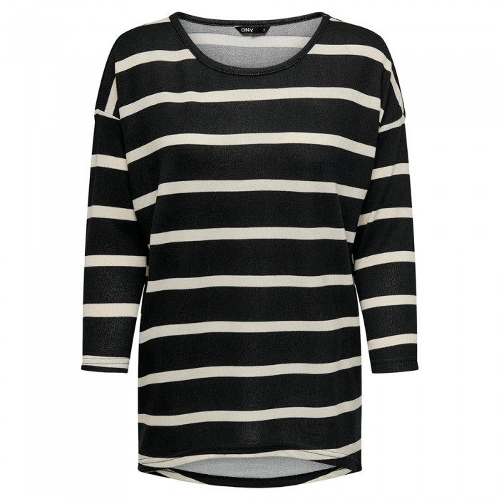 [해외]ONLY Elcos 3/4 소매 티셔츠 139790050 Black / Stripes Thin Sandshell
