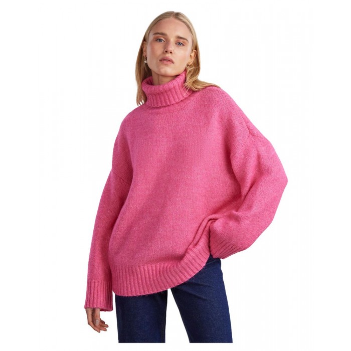 [해외]PIECES 롤넥 스웨터 Nancy 139954300 Shocking Pink