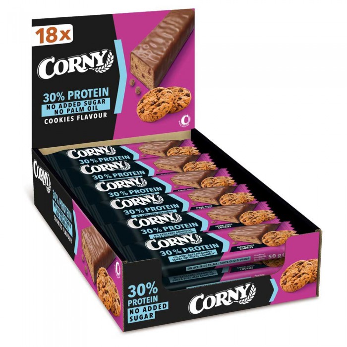[해외]CORNY 상자 초콜릿 바와 쿠키 프로tein 30% 프로tein 그리고 설탕을 첨가하지 않았습니다 50g 18 단위 14140218946 Multicolor