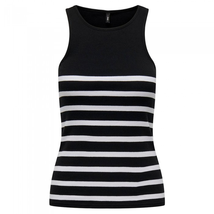 [해외]ONLY Kenya Rib 민소매 티셔츠 139971119 Black / Stripes Bright White