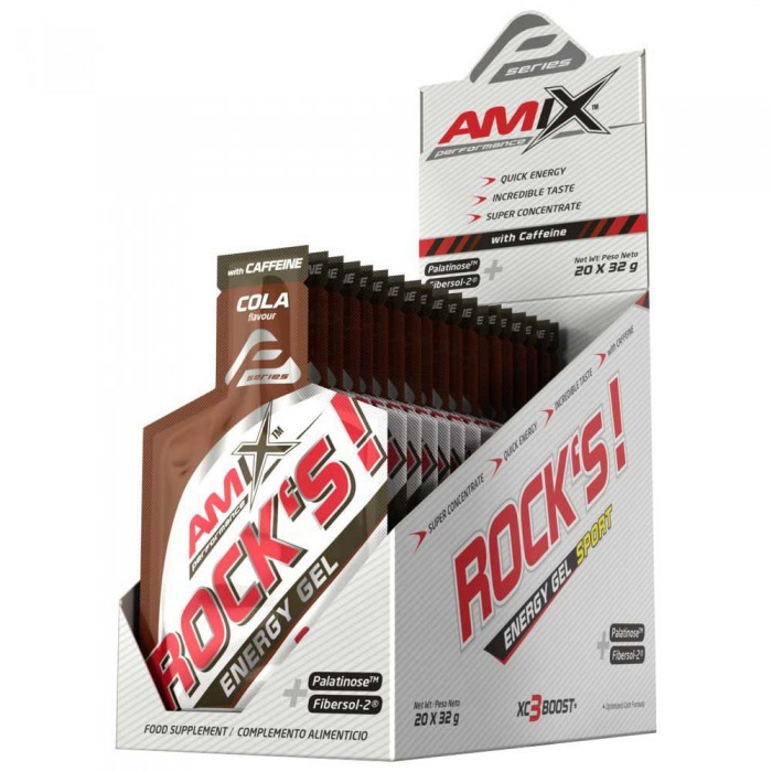 [해외]AMIX 카페인 함유 Rock´s 32g 20 단위 콜라 에너지 젤 상자 12137381288