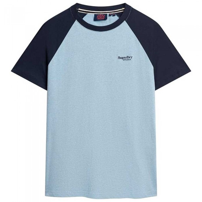 [해외]슈퍼드라이 반팔 라운드넥 티셔츠 Essential 로고 Baseball 140312772 Stone Blue Marl / Eclipse Navy