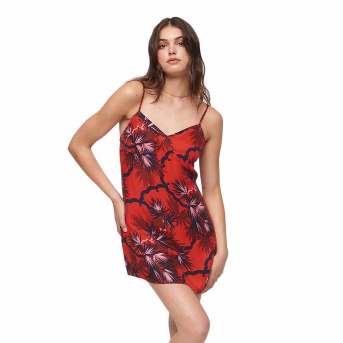 [해외]슈퍼드라이 민소매 짧은 드레스 Printed Slip Cami 140130066 Red Matsu Cloral