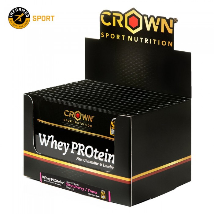 [해외]CROWN SPORT NUTRITION 단백질 향 주머니 상자 Whey PROtein+ 26.5g 10 단위 딸기 7140367359 Black