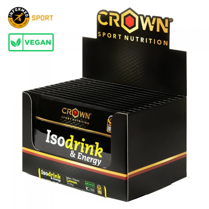 [해외]CROWN SPORT NUTRITION 등장성 음료 분말 향낭 상자 Isodrink & Energy 32g 12 단위 레몬 4140367353 Black