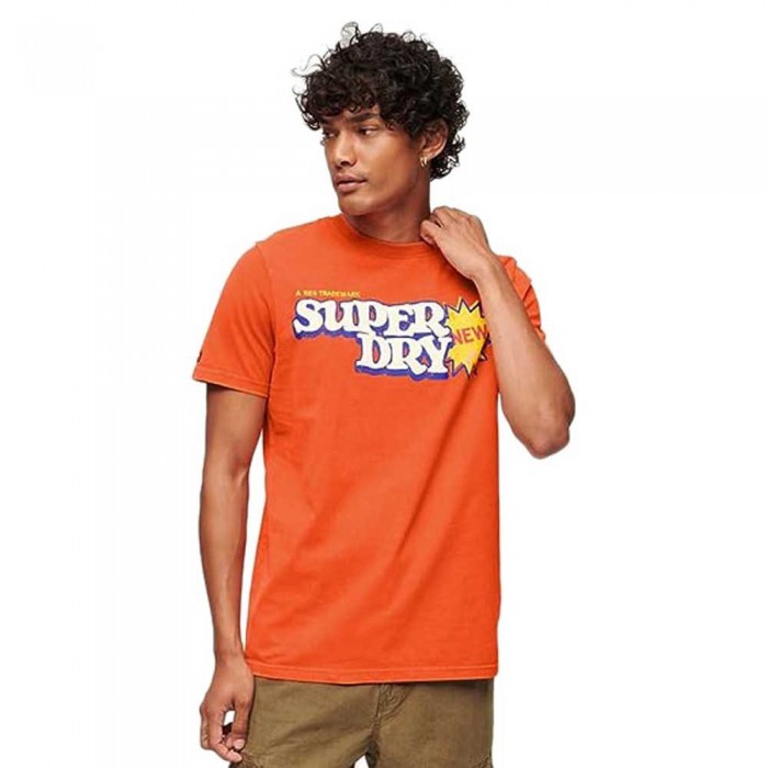 [해외]슈퍼드라이 반팔 라운드넥 티셔츠 Cooper 70´S Retro 로고 140292846 Pureed Pumpkin Orange