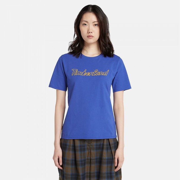 [해외]팀버랜드 로고 Texture 숏 슬리브 T-셔츠140096940 Clematis Blue