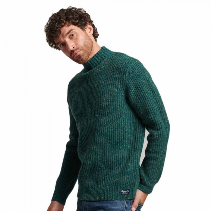 [해외]슈퍼드라이 Vintage Tweed Mock 넥 스웨터 139498554 Olive Tweed
