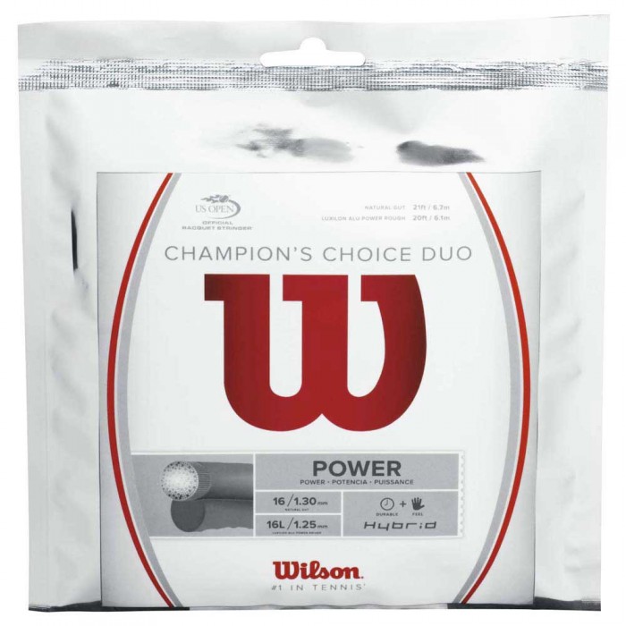 [해외]윌슨 Champions Choice Duo Hybrid 12.2 M 테니스 싱글 스트링 12135957677 Natural / Silver