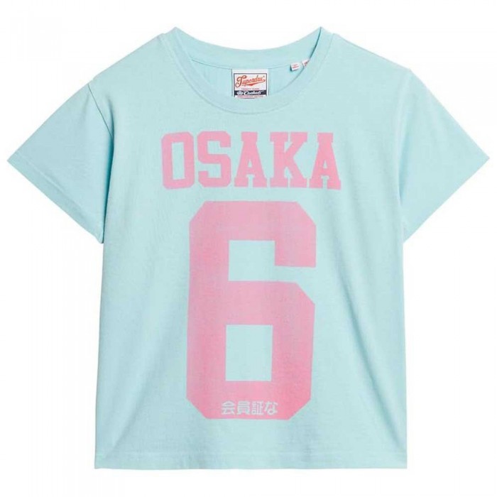 [해외]슈퍼드라이 Osaka 6 Kiss Print 90´S 반팔 티셔츠 140336456 Sky Blue