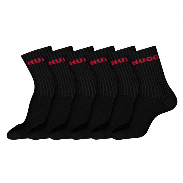 [해외]휴고 QS Rib 로고 CC 양말 6 Pairs 140334076 Black