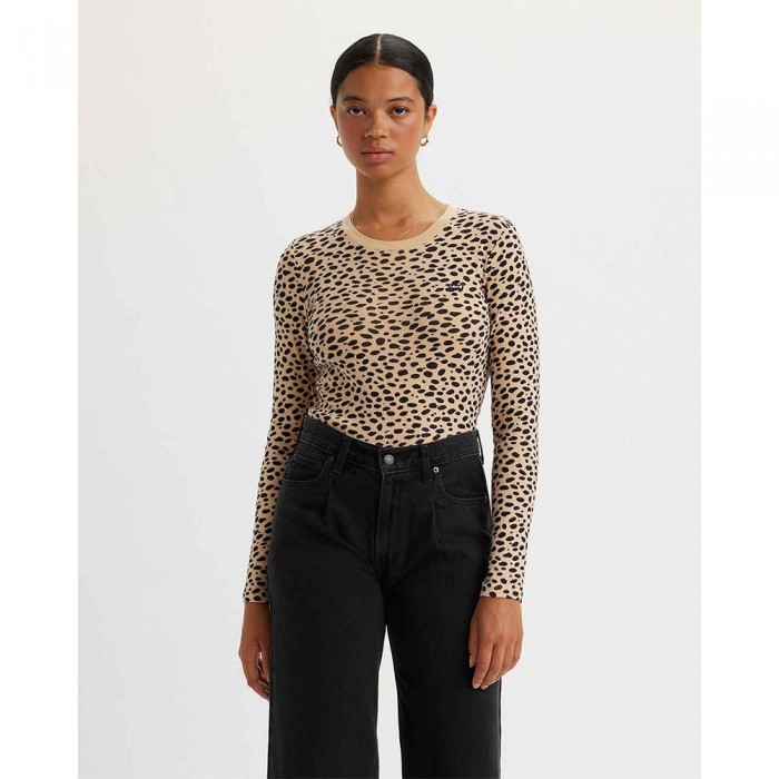 [해외]리바이스 긴팔 V넥 티셔츠 Baby 140332704 New Stella Leopard Almond Buff