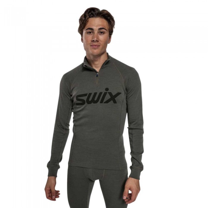 [해외]SWIX RaceX Merino 하프 지퍼 긴팔 티셔츠 5139779368 Olive