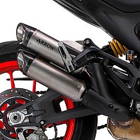 [해외]ARROW 카본 엔드 캡이 있는 티타늄 더블 Ducati Monster 라운드-Sil 937 ´21-22 머플러 9140449107 Silver