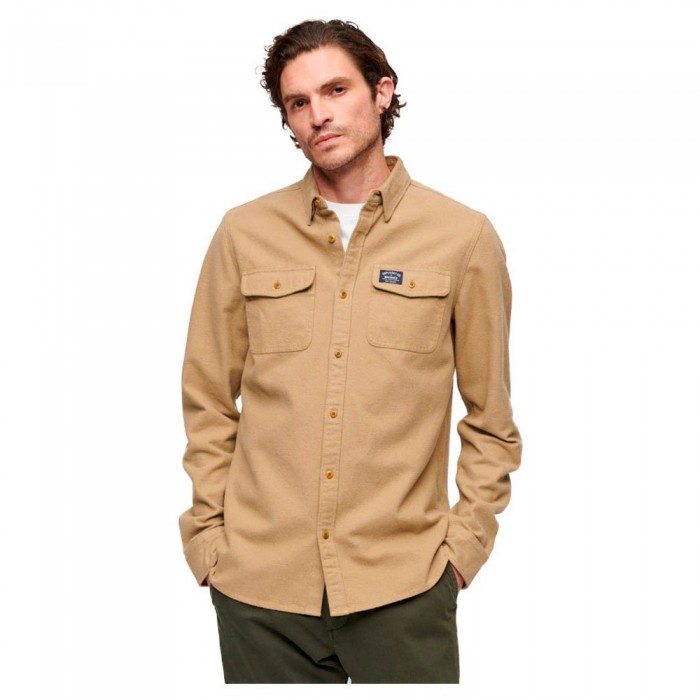 [해외]슈퍼드라이 긴 소매 셔츠 Flannel Workwear 140394847 Sandstone Brown