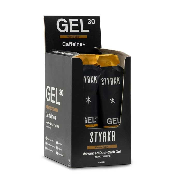 [해외]S티어KR GEL30 Caffeine+ Dual-Carb 72g 12 단위 에너지 젤 상자 1140460334 Black / Gold