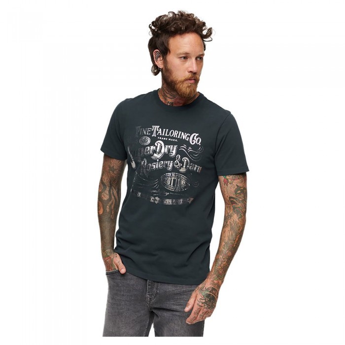 [해외]슈퍼드라이 반소매 티셔츠 Metallic Workwear Graphic 140549285 Eclipse Navy