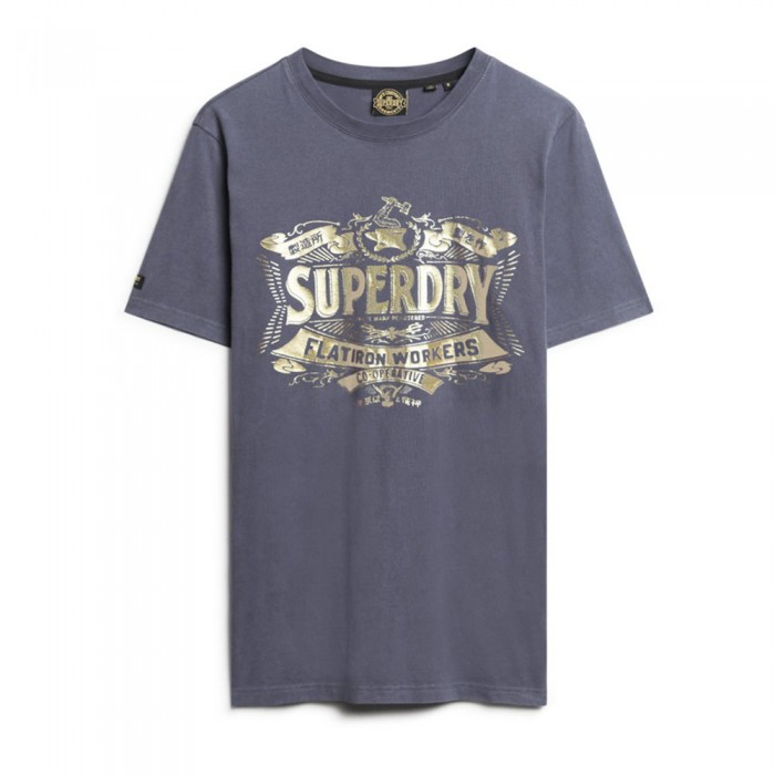 [해외]슈퍼드라이 반소매 티셔츠 Metallic Workwear Graphic 140549286 Frontier Blue