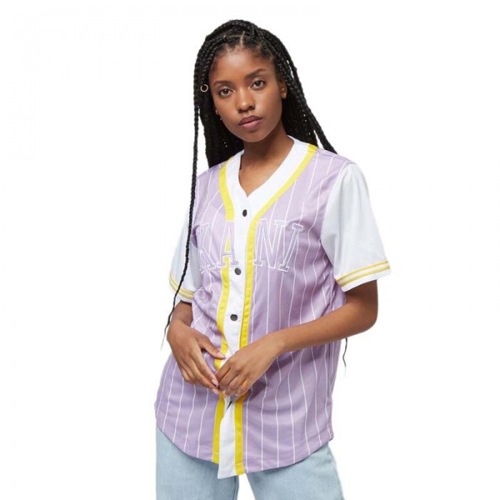[해외]KARL KANI 반소매 티셔츠 College Block Pinstripe Baseball 라이트 Purple 140521648 Light Purple