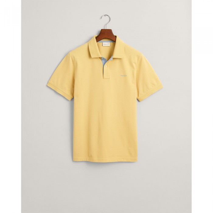 [해외]간트 Reg Contrast Pique 반팔 폴로 셔츠 140565941 Dusty Yellow