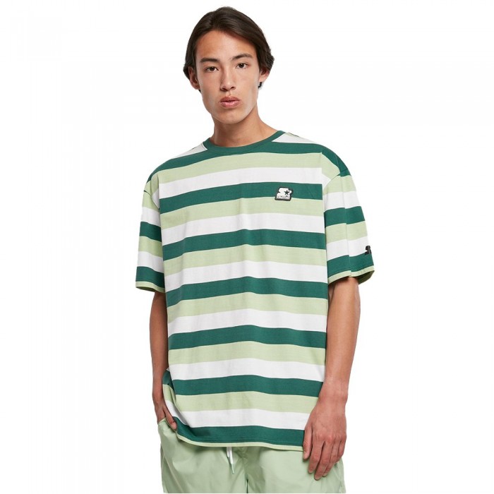 [해외]STARTER 반팔 크루넥 티셔츠 Sun Stripes Oversize 139829533 Dark Fresh Green / Vintage Green / White