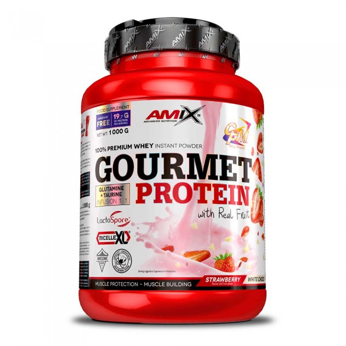 [해외]AMIX 프로틴 화이트 초코 & 딸기 Gourmet 1kg 12140502705 Red
