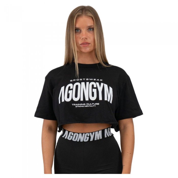 [해외]AGONGYM Training Culture Crop 반팔 티셔츠 7140496108 Black