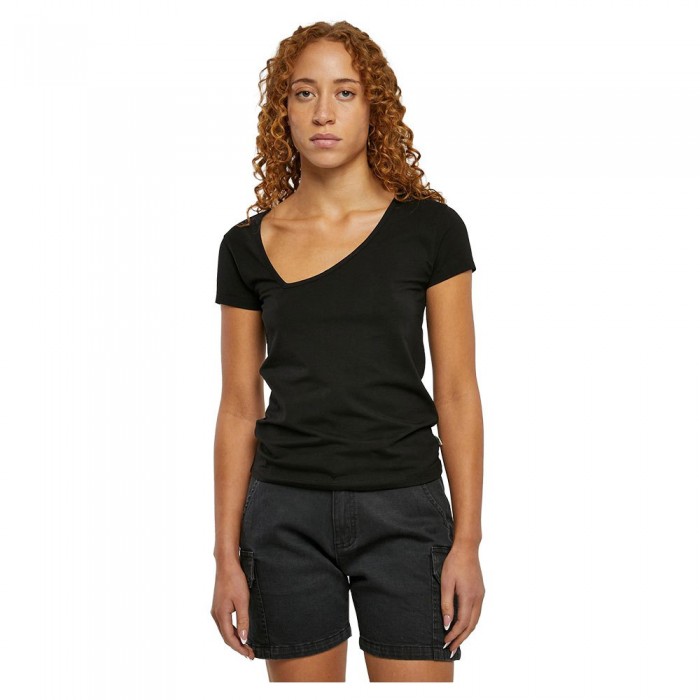 [해외]URBAN CLASSICS Organic Asymmetric 넥line 반팔 티셔츠 139829779 Black