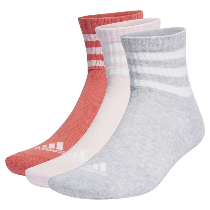 [해외]아디다스 Cushioned Sportswear 3 Stripes 짧은 양말 3 켤레 140563962 Preloved Scarlet / Clear Pink / Light Grey Heather
