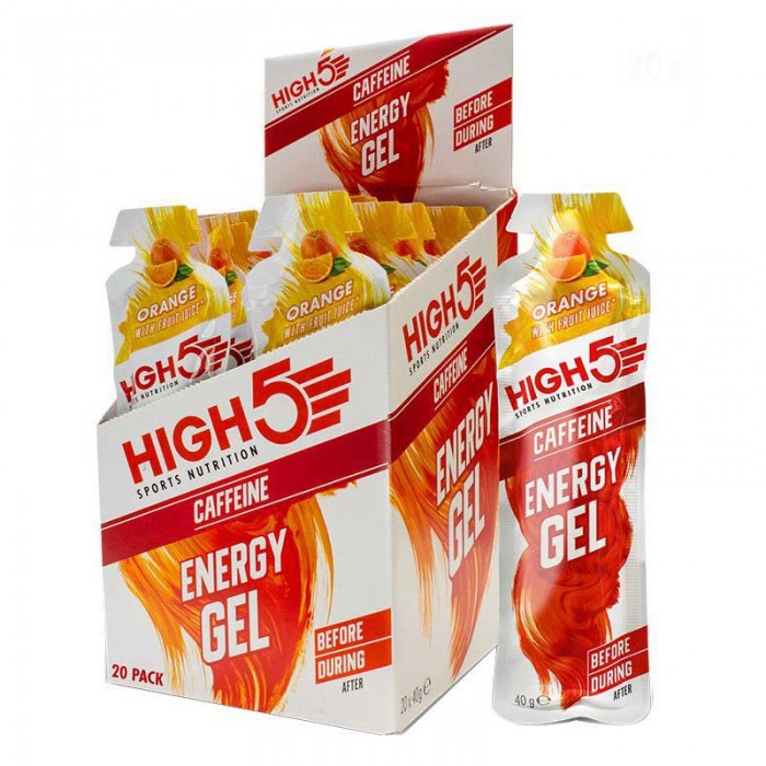 [해외]HIGH5 에너지 젤 상자 Caffeine 40g 20 단위 주황색 6140594978 White / Red