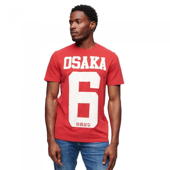 [해외]슈퍼드라이 Osaka 6 Puff Print 반팔 티셔츠 140424552 Rebel Red