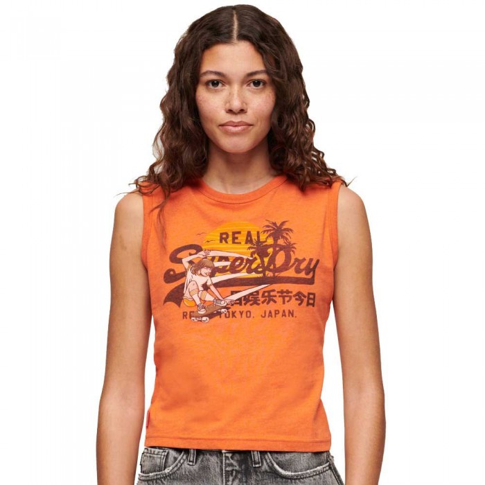 [해외]슈퍼드라이 La Graphic 민소매 티셔츠 140509510 Soda Pop Orange Marl