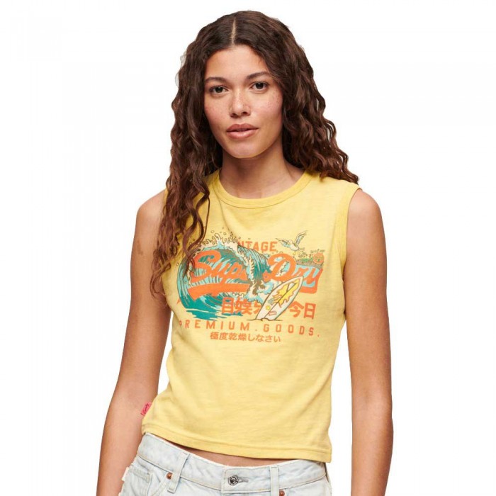 [해외]슈퍼드라이 La Graphic 민소매 티셔츠 140509511 Sun Yellow Marl