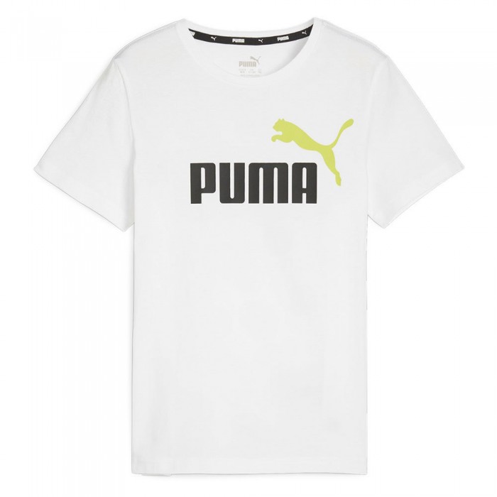 [해외]푸마 반팔 티셔츠 Ess+ 2 Col 로고 15140130837 White / Lime Sheen