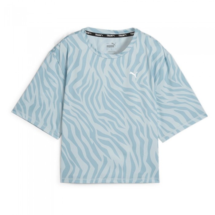 [해외]푸마 Train Favorite Aop Crop 반팔 티셔츠 7140131872 Turquoise Surf / Zebra Print