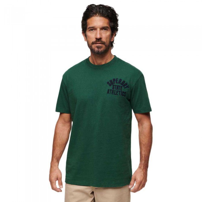 [해외]슈퍼드라이 반소매 티셔츠 Embroidered Superstate Ath 로고 140588029 Pine Green