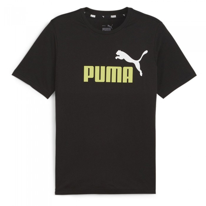 [해외]푸마 Ess+ 2 Col 로고 반팔 티셔츠 140130829 Black / Lime Sheen