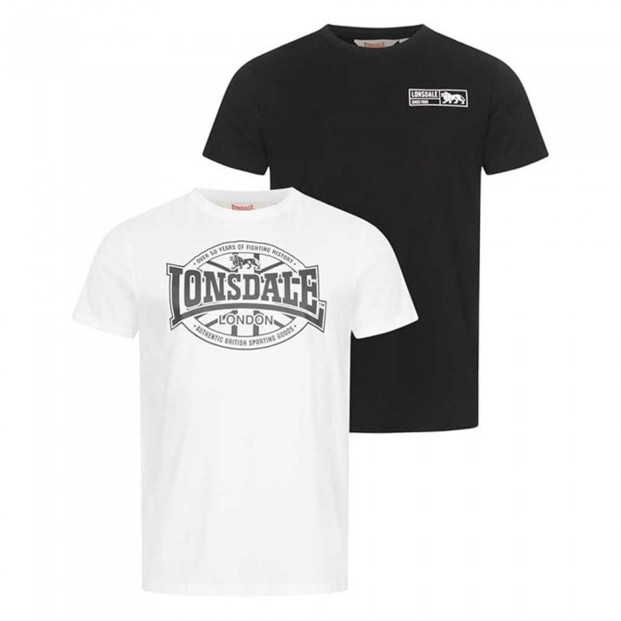 [해외]LONSDALE Clonkeen 반팔 티셔츠 2 단위 7140662388 Black / White