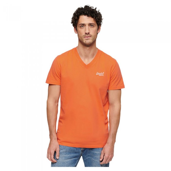 [해외]슈퍼드라이 반소매 티셔츠 Vintage 로고 Embroidered Vee 140588929 Sunburst Coral