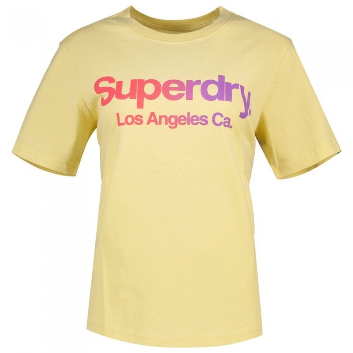 [해외]슈퍼드라이 반소매 티셔츠 Tonal 레인bow 코어 Relaxed 140588804 Worn Yellow