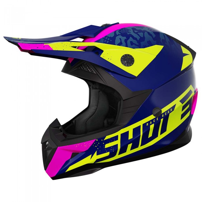[해외]SHOT 모토크로스 헬멧 Pulse 에어fit 9140278568 Glossy Blue / Fluo Yellow / Pink