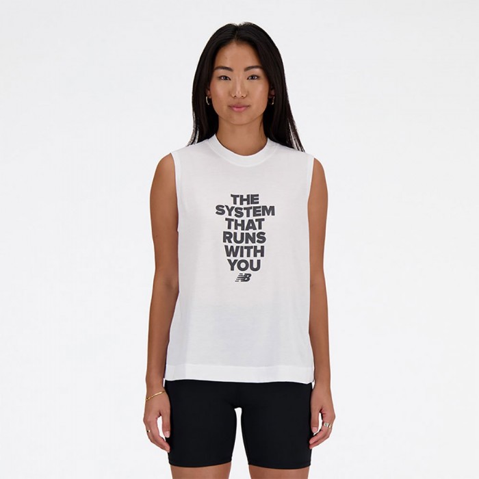 [해외]뉴발란스 Shifted Heather 테크 Graphic 민소매 티셔츠 140541635 White