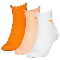 [해외]푸마 Ruffle 3 Units Quarter 짧은 양말 3 켤레 140626869 White / Orange Combo