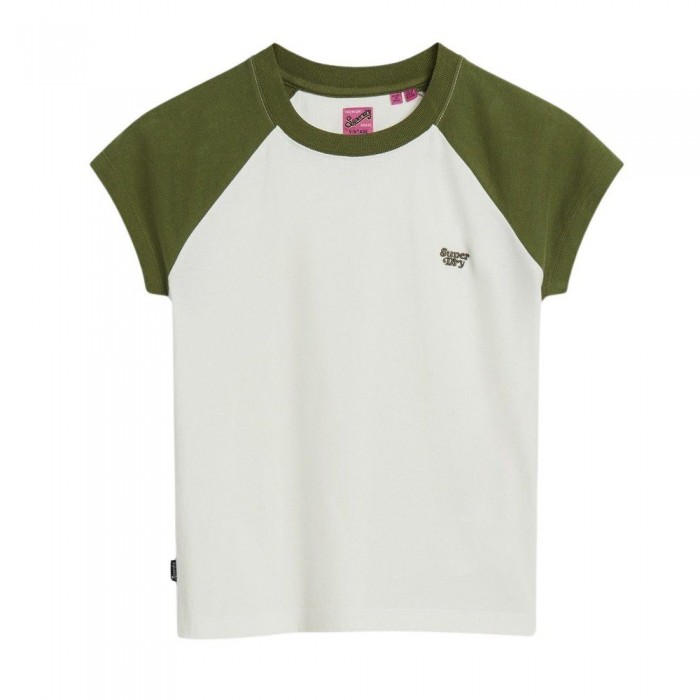 [해외]슈퍼드라이 반소매 티셔츠 Essential 로고 Raglan 140588123 Olive Khaki Green / Off White