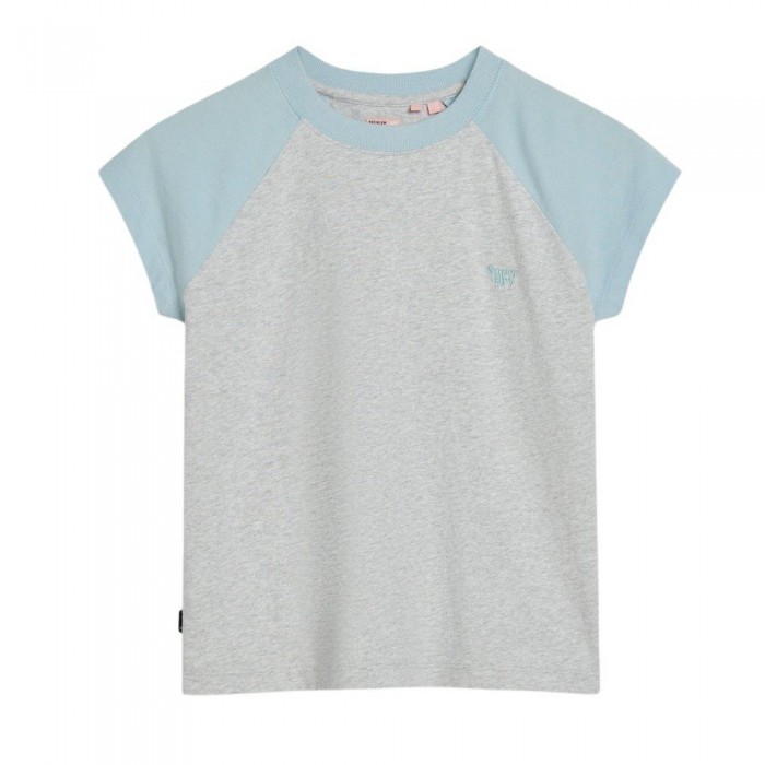 [해외]슈퍼드라이 반소매 티셔츠 Essential 로고 Raglan 140588127 Winter Sky Blue / Glacier Grey Marl